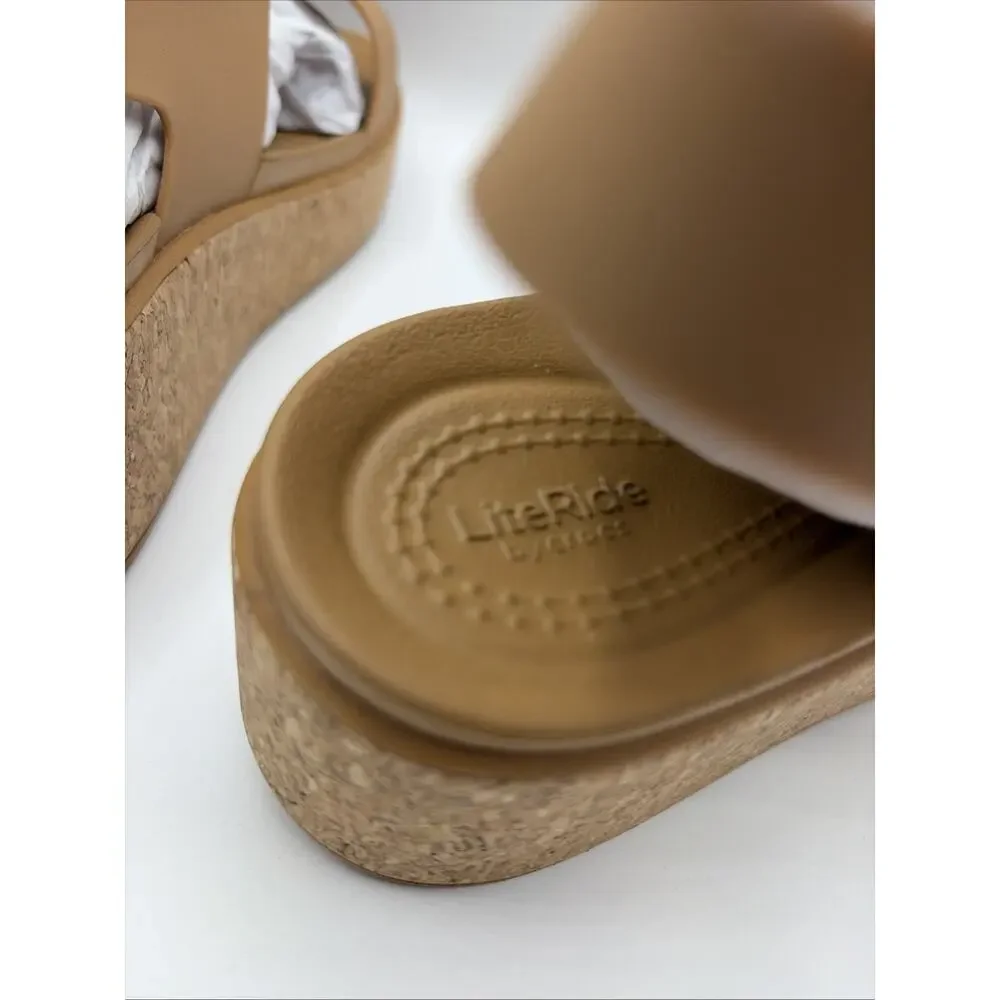 Crocs Brooklyn Cork Low Wedge Platform Sandal Women’s Sz US W 6 Light Brown NWT